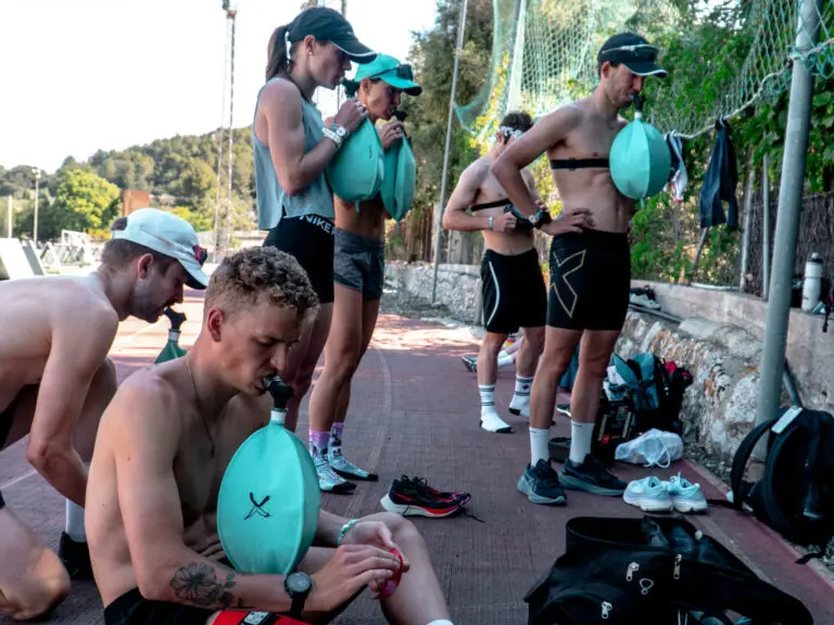 Elite triathletes using the Isocapnic BWB respiratory trainer