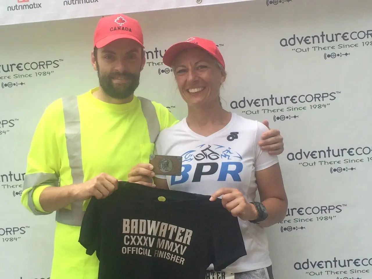 Luke Way and Stacey Shand after finishing the Badwater 135 ultra marathon  