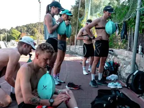 Elite triathletes using the Isocapnic BWB respiratory trainer