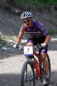 Cory Wallace competing in mountain biking early in his elite racing career