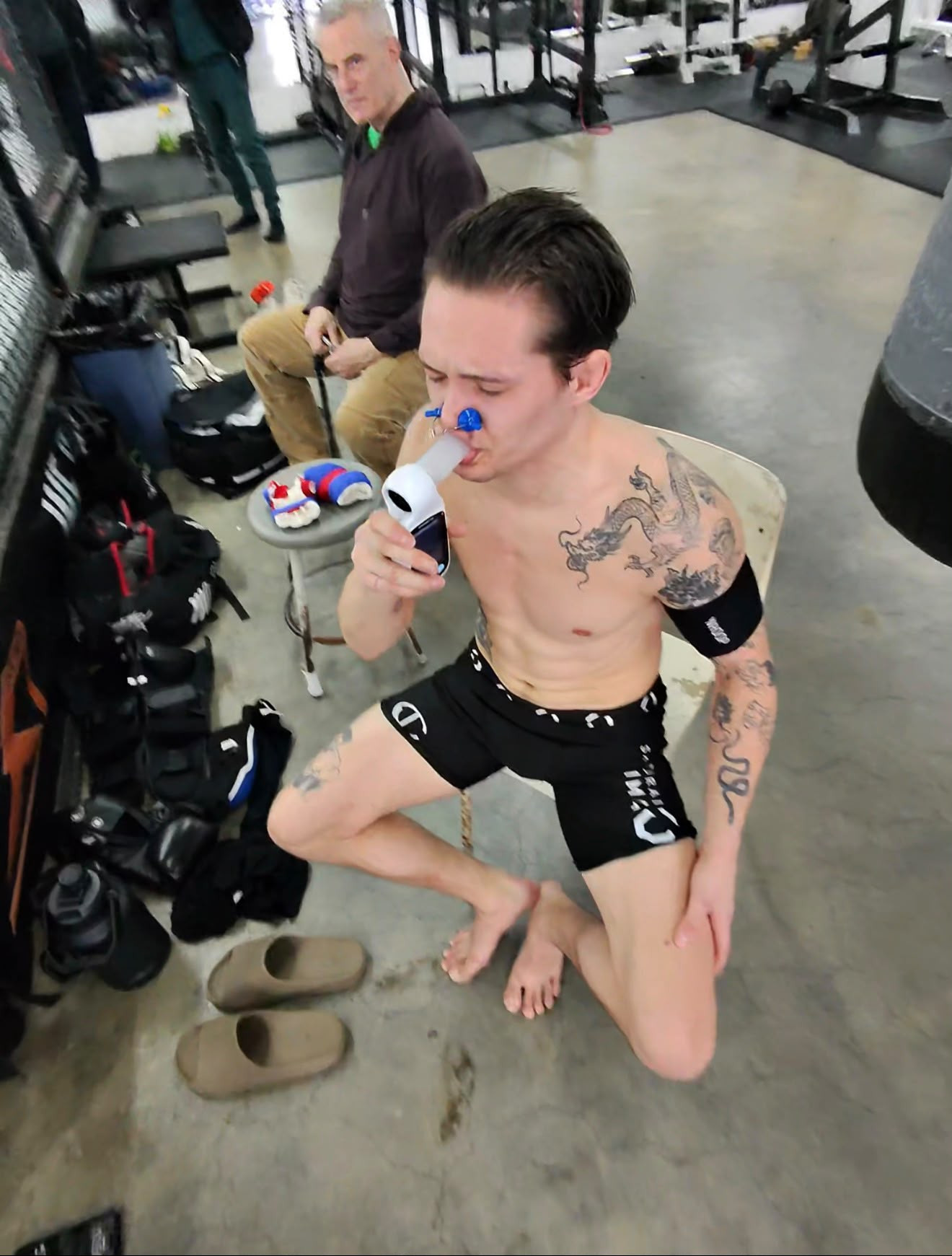 Tommy Morrisson undergoing respiratory performance testing