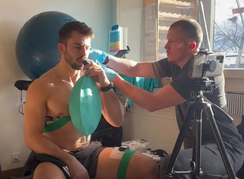 Sean Seale guiding a respiratory training session