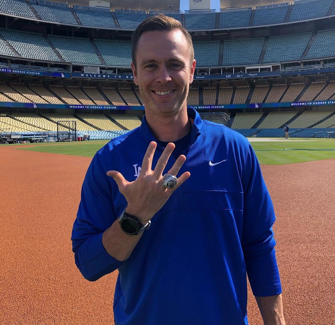 Andrew Hauser at a professional baseball stadium
