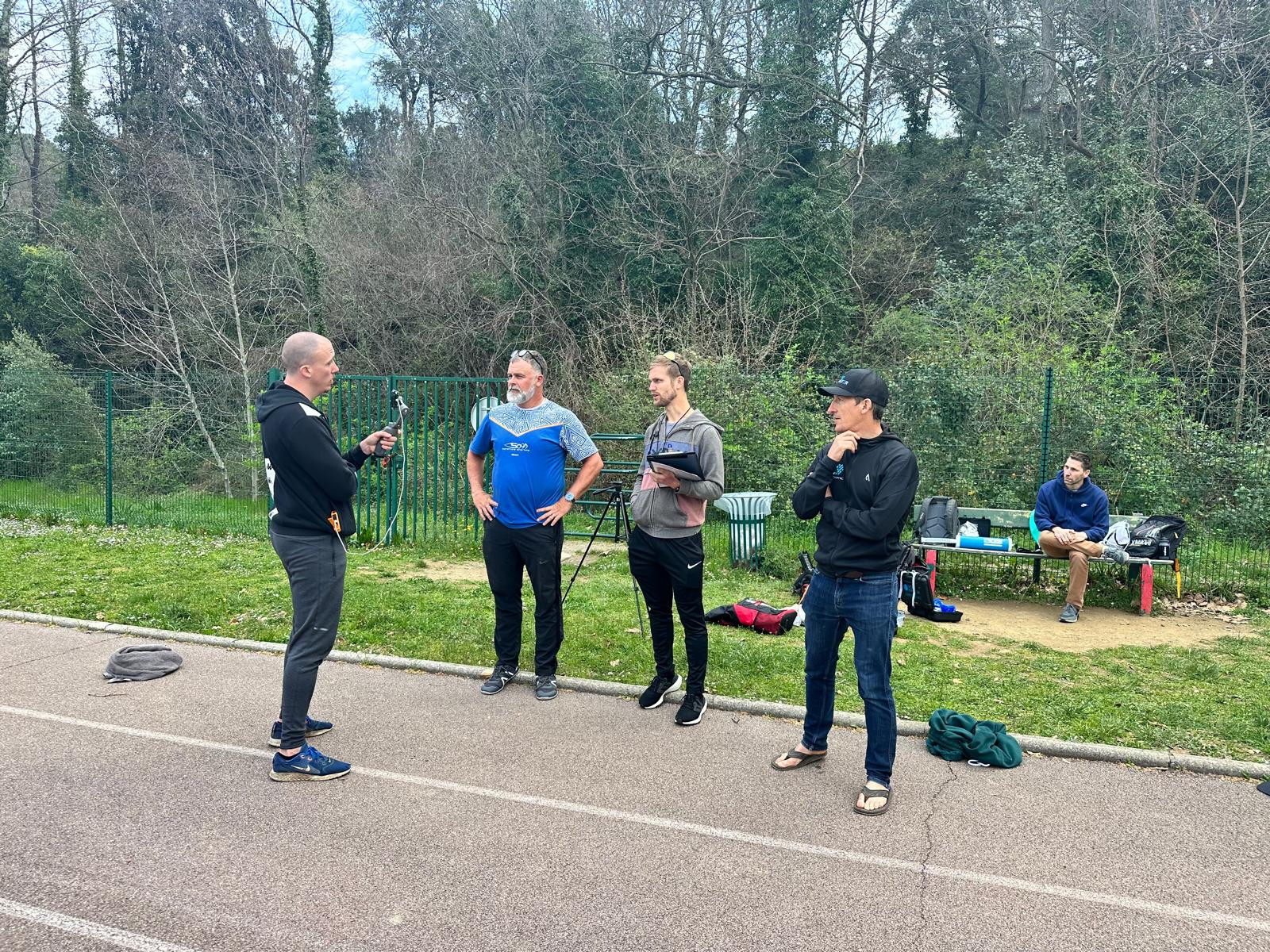 Andrew Sellars and performance professionals collaborating at an athlete testing session